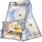 Salutto 100% Silk Women Long Scarf 58"x6.3" Shawls Double Layer For Headscarf Neck Scarves Oblong Hair Wraps Handbag ACC