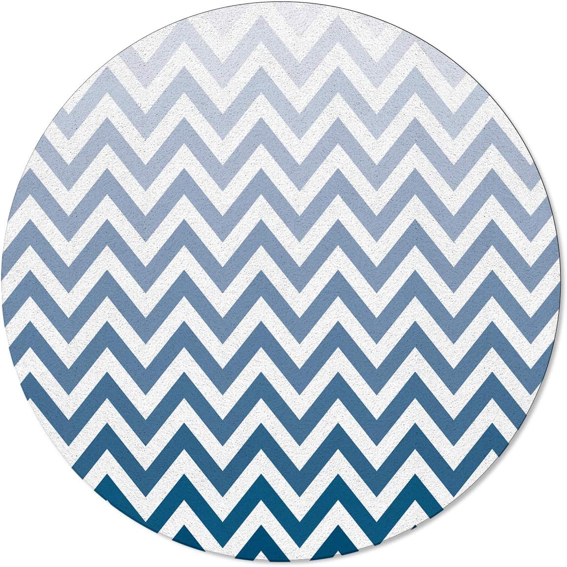 Round Area Rugs 6 ft Geometric Ombre Chevron Blue Stripe Soft Indoors/Living Room/Bedroom/Children Playroom/Kitchen Mats Non Slip Rubber Backing Yoga Carpets