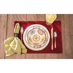 18 Piece Melamine Dinnerware Set Medallion Pattern (Ivory)
