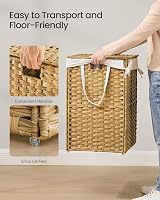 SONGMICS 160 L Laundry Basket with Lid Rattan Foldable White LCB216Y01 view 4