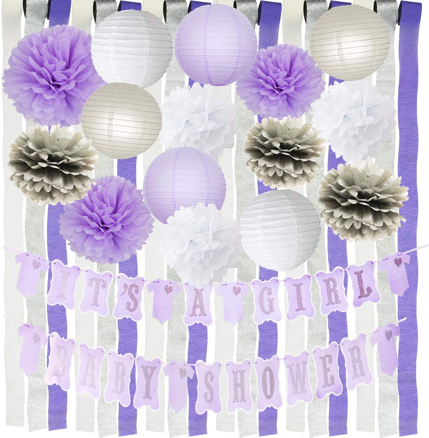 lilac baby shower decorations