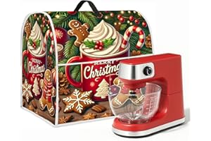 SEEWAN 6-8 Quart Christmas Stand Mixer Cover Kitchen Dust Cover Compatible for Stand Mixer Cloth Covers with Storage Pockets (Red Coffee Cup)