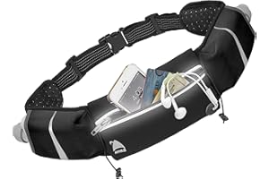 Athlé Running Belt - 2 10oz Water Bottles, Large Fanny Pack Pocket Fits All Phones and Wallet, Bib Fasteners, Adjustable One 