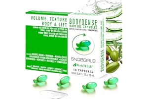 Volumizing Hair Oil Capsules – SNOBGIRLS BODYDENSE – Vegan Leave-In Serum for Fine, Limp or Fragile Hair – With Argan Oil, Pe
