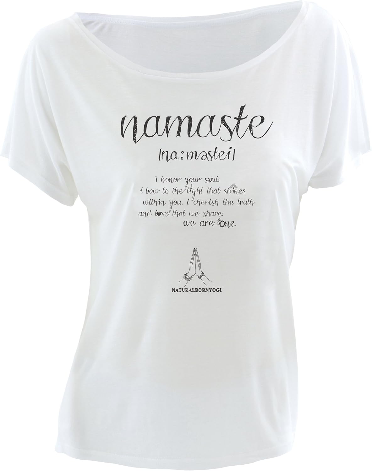 Natural Born Yogi Damen Yoga Shirt Namaste Love, Weiß, S Amazon.de