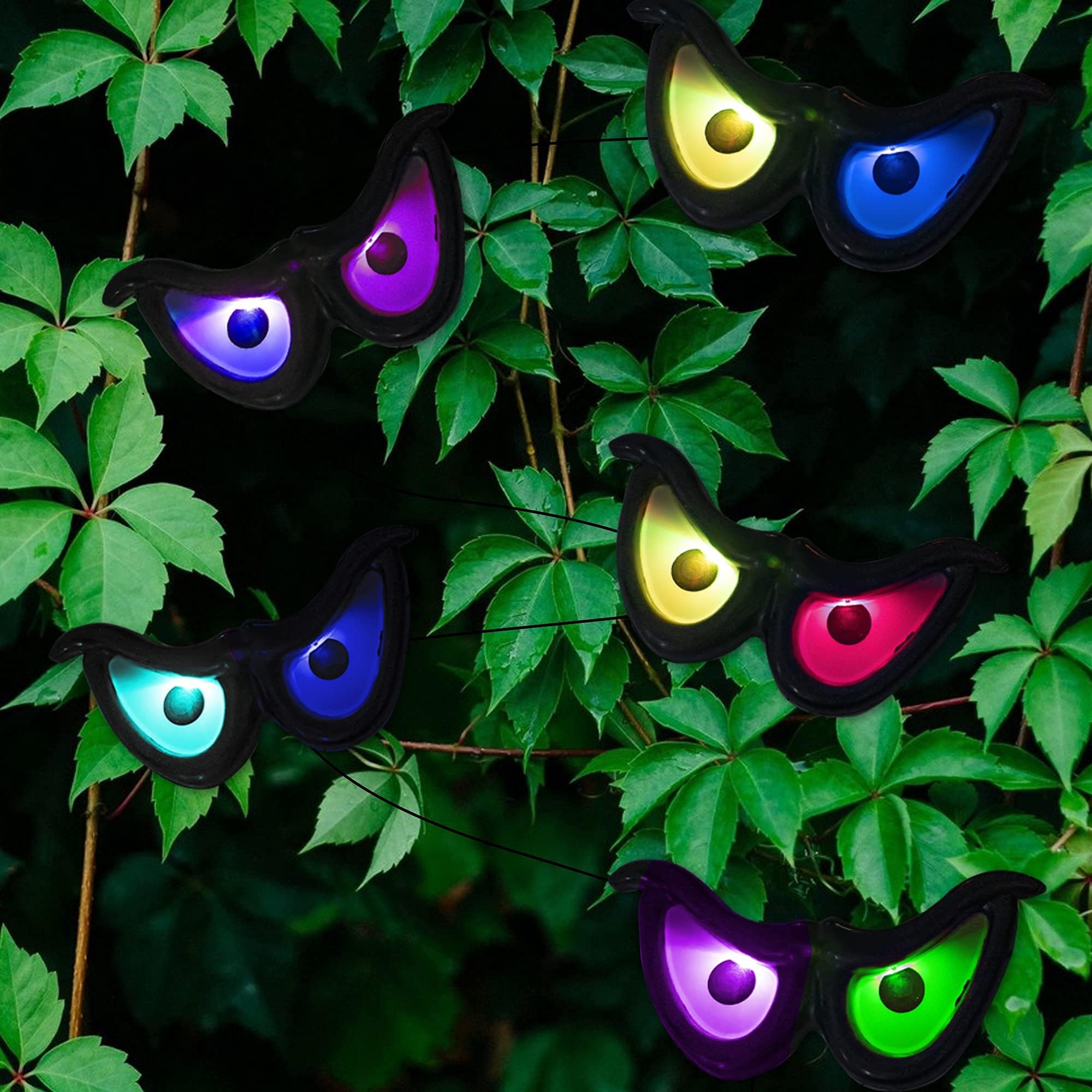 Dazzle Bright 10 LED RGB Flashing Eyes Halloween Decorations, Battery Operated Light up Waterproof Halloween Lights for Indoor Outdoor Room Yard Garden Party