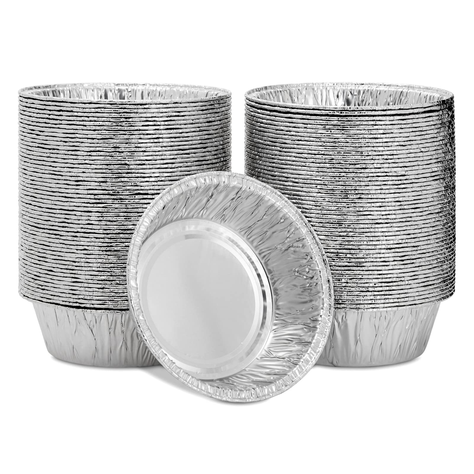 Photo 1 of Juvale Mini Pot Pie Pans - 100 Pack, 5 In, Silver Aluminum - Disposable Aluminum Foil Pans & Tins for Pot Pie Baking, Quiche & Tarts, Oven & Freezer Safe