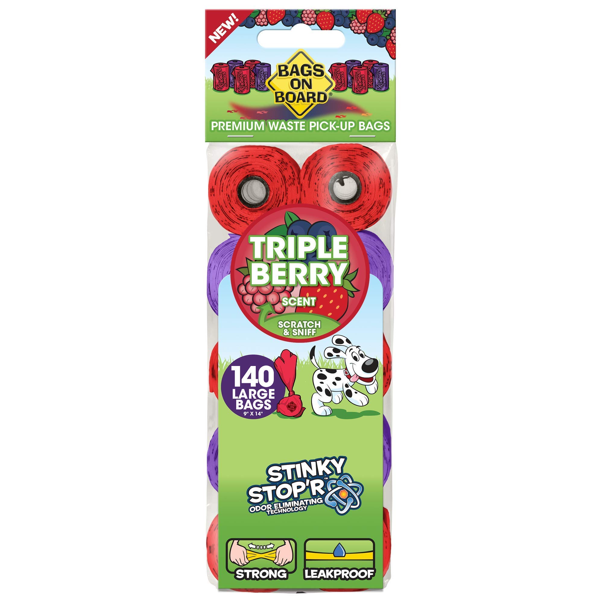 Bags on Board Dog Poop Pick-Up Bags, Triple Berry Scent (Pack of 140)