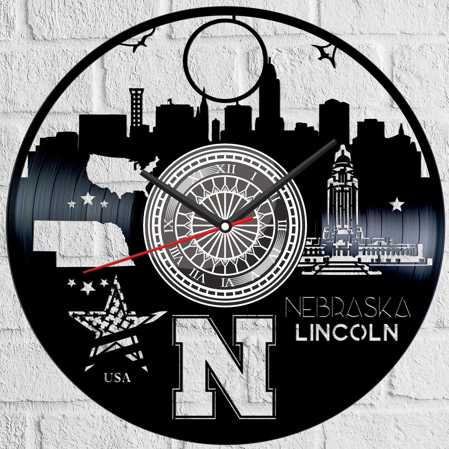 Amazon.com: Nebraska Lincoln Black Vinyl Clock - Vintage Room