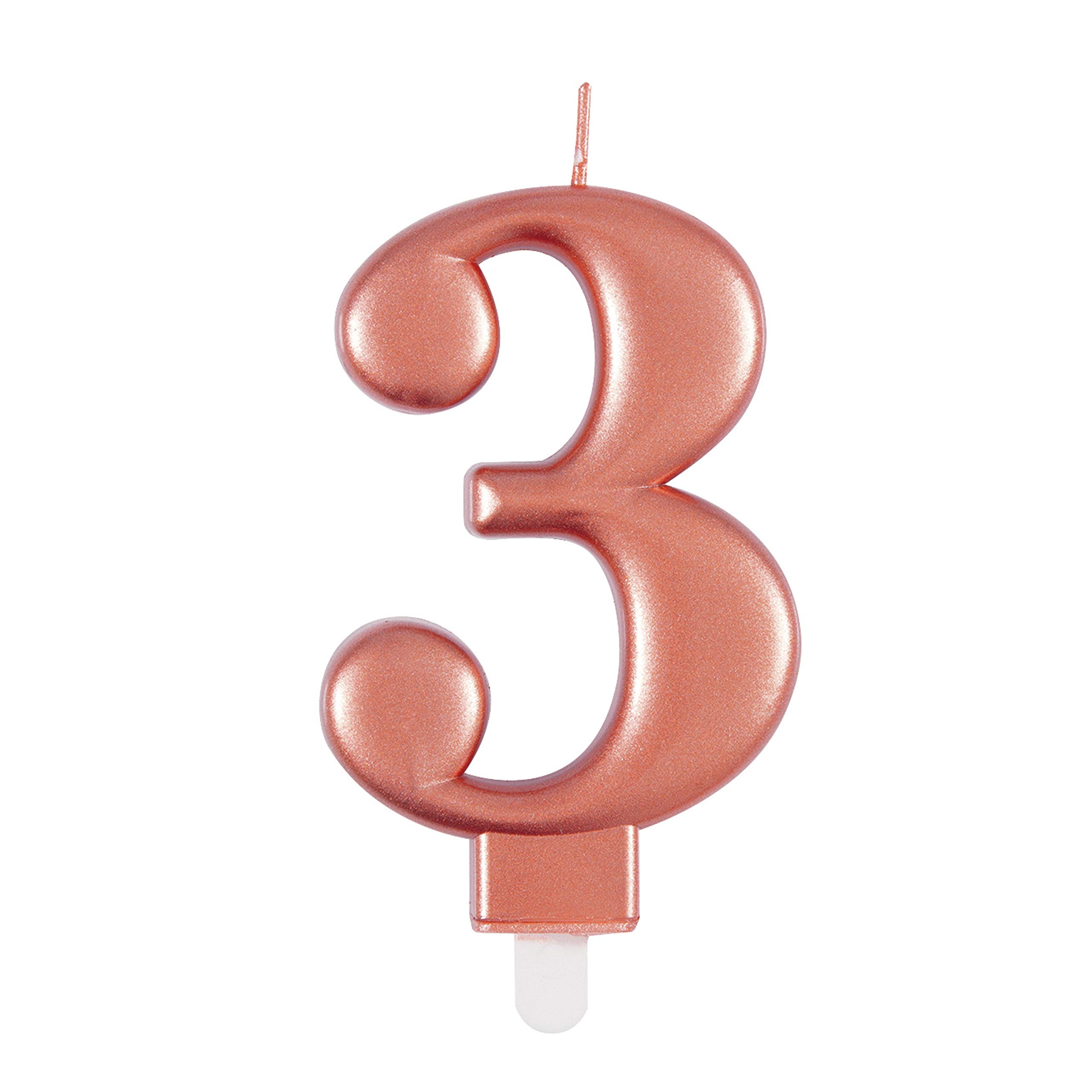 Elegant Metallic Rose Gold Number 3 Birthday Candle - Perfect for Birthday Parties, Anniversaries & More - 1 Pc