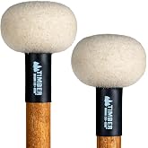Timber Drum Co. Timpani/Drum Mallets &mdash; U.S.A. ASSEMBLED Percussion Sticks | For Cymbals, Tongue Drum &mdash; Medium Soft Wool Felt with Solid Birch Handles, 15.5"