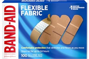 Band-Aid Brand Flexible Fabric Sterile Adhesive Bandages, Comfortable Cushioned Wound Care & Protection for Minor Cuts, Scrapes & Burns, First Aid, Hurt-Free Comfort Pad, One Size 1x3 In, 100 Count