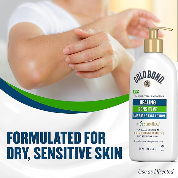 GOLD BOND HEALING SENSITIVE DAILY BODY & FACE LOTION FOR DRY, SENSITIVE SKIN, 13 OZ.