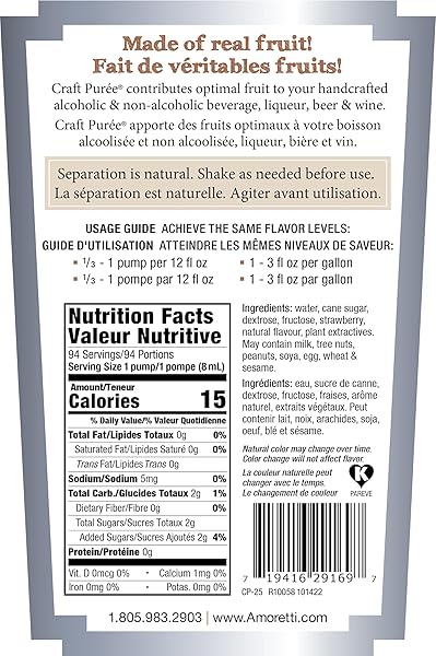 AMORETTI – WILD STRAWBERRY RHUBARB CRAFT PUREE 9 LBS, PERFECT FOR FLAVORING COCKTAIL, BREWING, BEER, WINE, ALCOHOLIC BEVERAGES, AND MOCKTAIL, DRINK MIX, MIXERS, REAL FRUIT, NO PRESERVATIVES