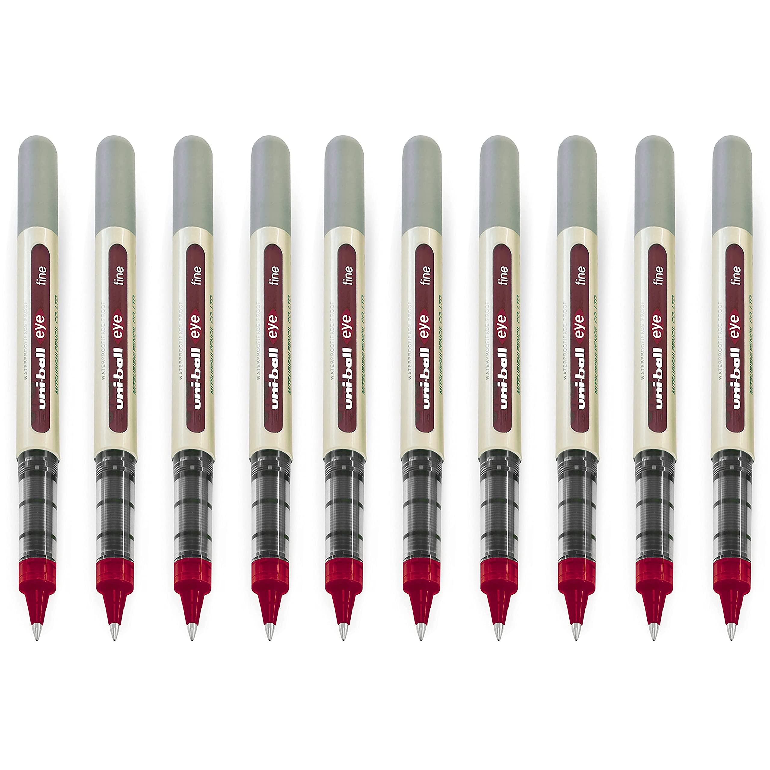 uni-ball EYE - UB-157E Rollerball Pens - 0.7mm Nib - Red Wine - Pack of 10