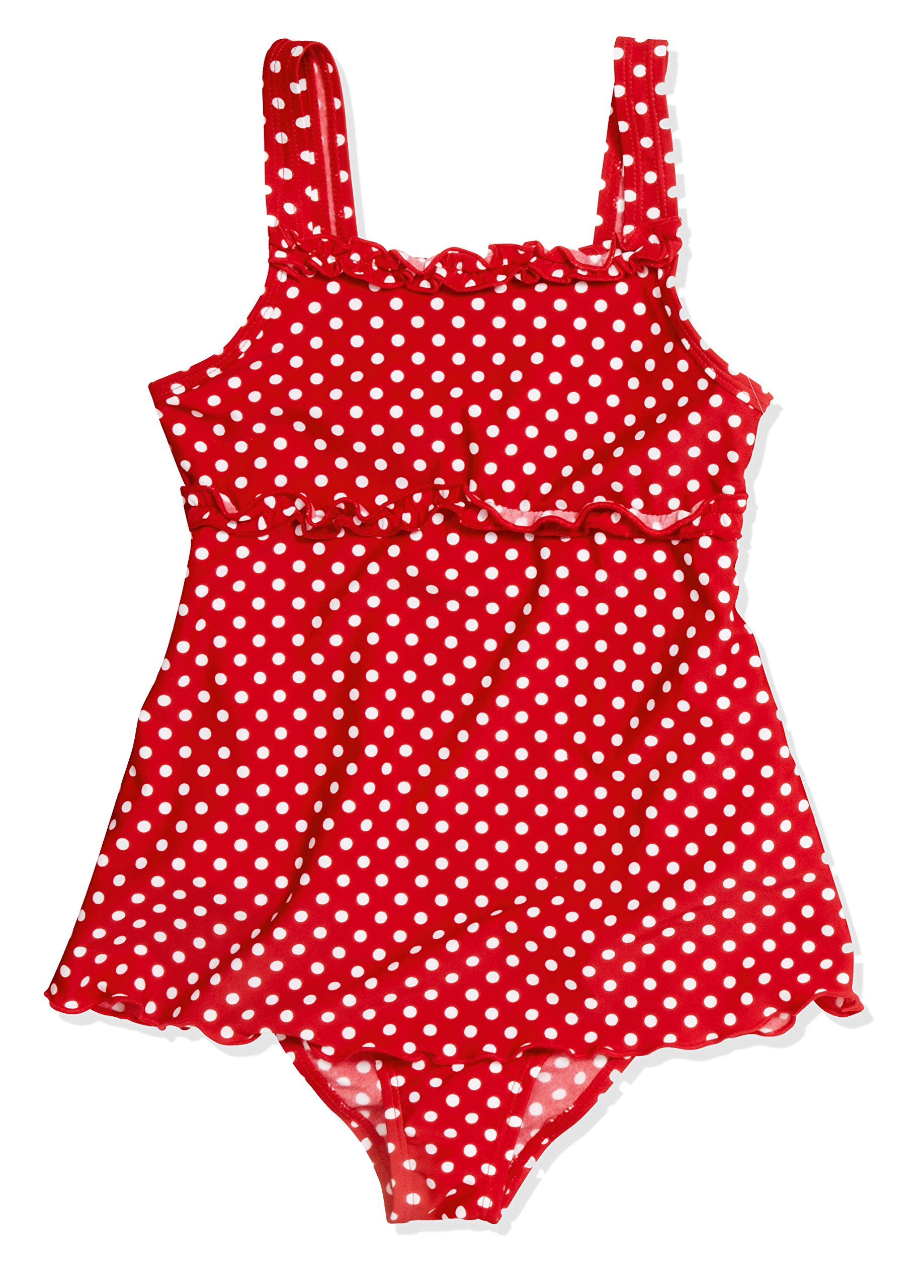 Playshoes Girl's UV Sun Protection Polka Dot Ruffle Skirt Bathing Suit Swimsuit, Red, 3 Years (Manufacturer Size:98/104 (3-4 Years))