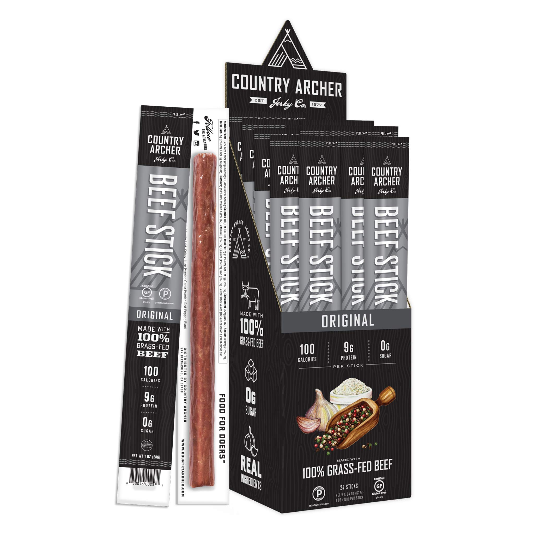 Original Beef Sticks by Country Archer, 100 GrassFed, Certified Keto