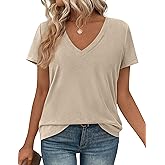 PRETTYGARDEN Womens Tops Short Sleeve Oversized Tshirts Shirts 2026 Summer Casual V Neck Loose Basic Tees Spring Tunic Blouse