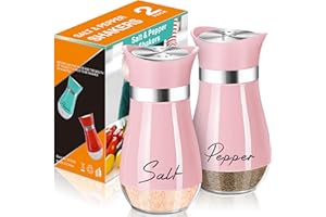 Salt and Pepper Shakers Set,4 oz Glass Bottom Salt Pepper Shaker with Stainless Steel Lid for Kitchen Cooking Table, RV, Camp