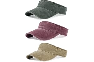 QLAUCA 3 Pack Sun Visors for Women Men Cooling Lightweight Sports Sun Hats Adjustable Twill Cotton Run Visor