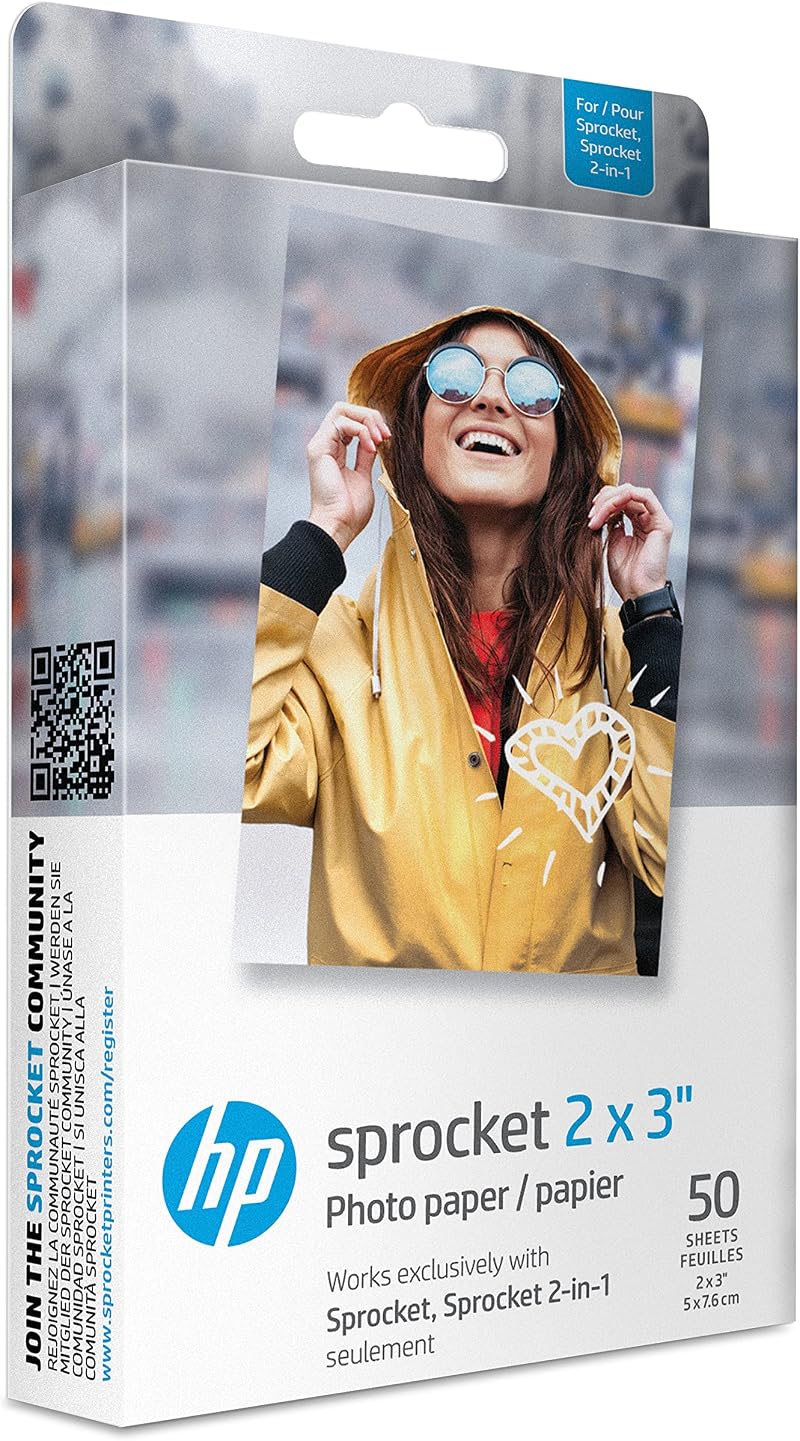 HP Sprocket 2x3 Premium Zink Sticky Back Photo Paper 50 Sheets