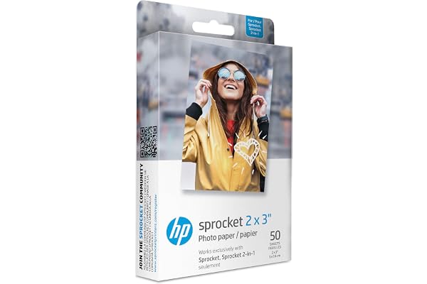 HP Sprocket 2x3 Premium Zink Sticky Back Photo Paper (50 Sheets) Compatible with HP Sprocket Photo Printers