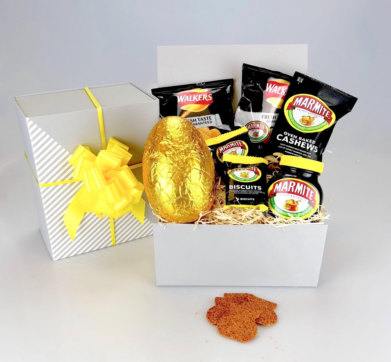 Love it or Hate it Marvelous MARMITE Easter Hamper Food Gift Box - Easter Egg, Nuts, Crisps, Biscuits etc - Unique Gift His Hers - Add Personal Message!