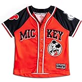 Disney Mickey Mouse Mesh Baseball Jersey Button Down Shirt Toddler to Big Kid Sizes (2T - 14-16)