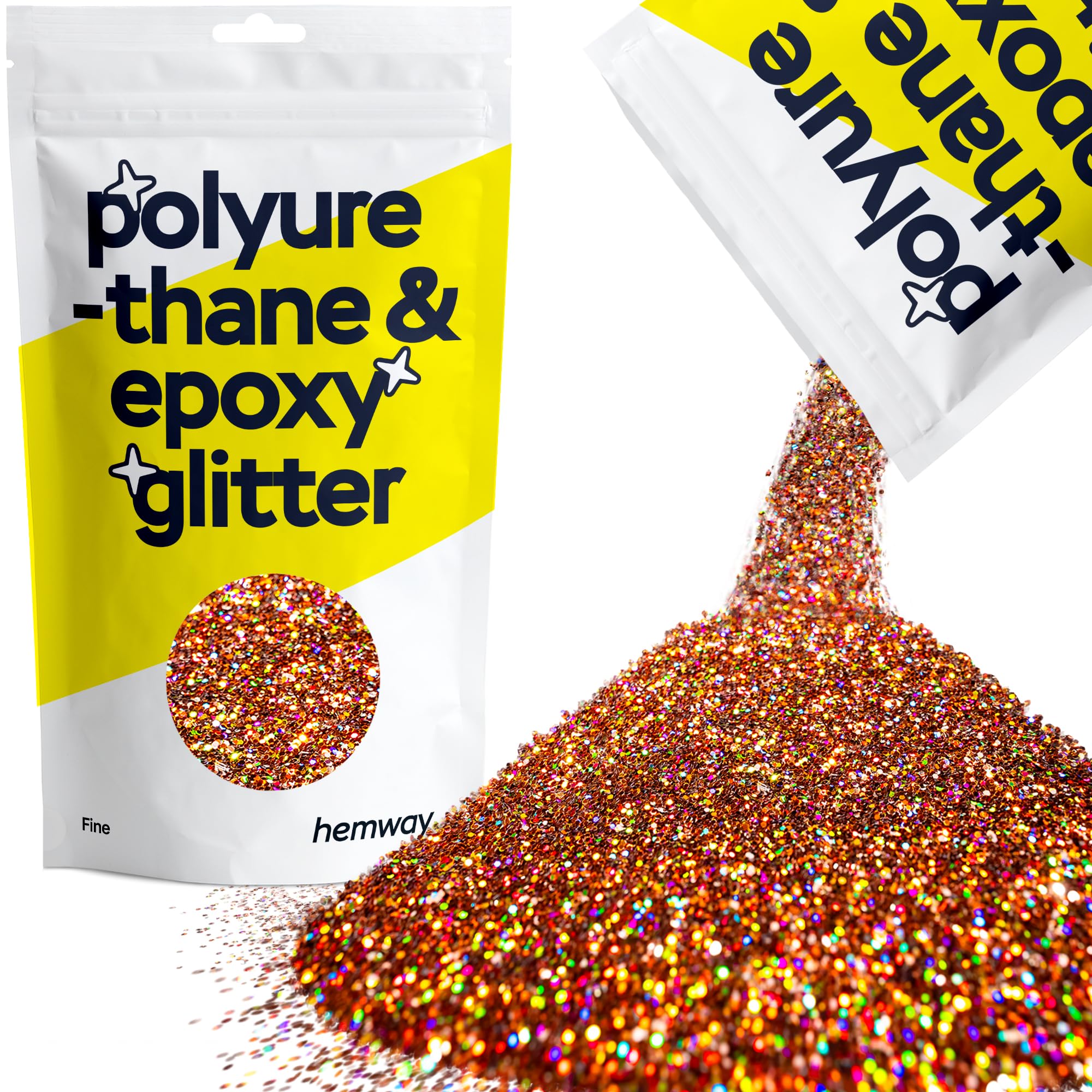 Hemway Resin Glitter Bronze Brown Holographic 100g Fine | Polyurethane & Epoxy Glitter for Resin Crafts, Tumblers, Coasters, Floor & Table Art
