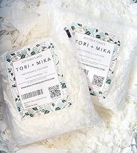 1 lb Natural Soy Wax Flakes for Candle Making by TORI MIKA, Made in the USA, Paraffin Free, Perfect for Starter Blend and Add Favorite Fragrance Candle DIY Projects Help Relaxing Aromatherapy