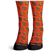 Function Chocolate Peanut Butter Cup Candy Adult Unisex Crew Socks, Funny Novelty Dessert Food Print Gift, Orange All-Over Pattern Comfortable Polyester Socks for Men and Women