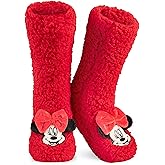 Disney Slipper Socks for Women & Teens US Size 4-9, Soft Fleece Bed Socks, Sherpa Lined & Non Slip Grip Pads, Gifts for Her