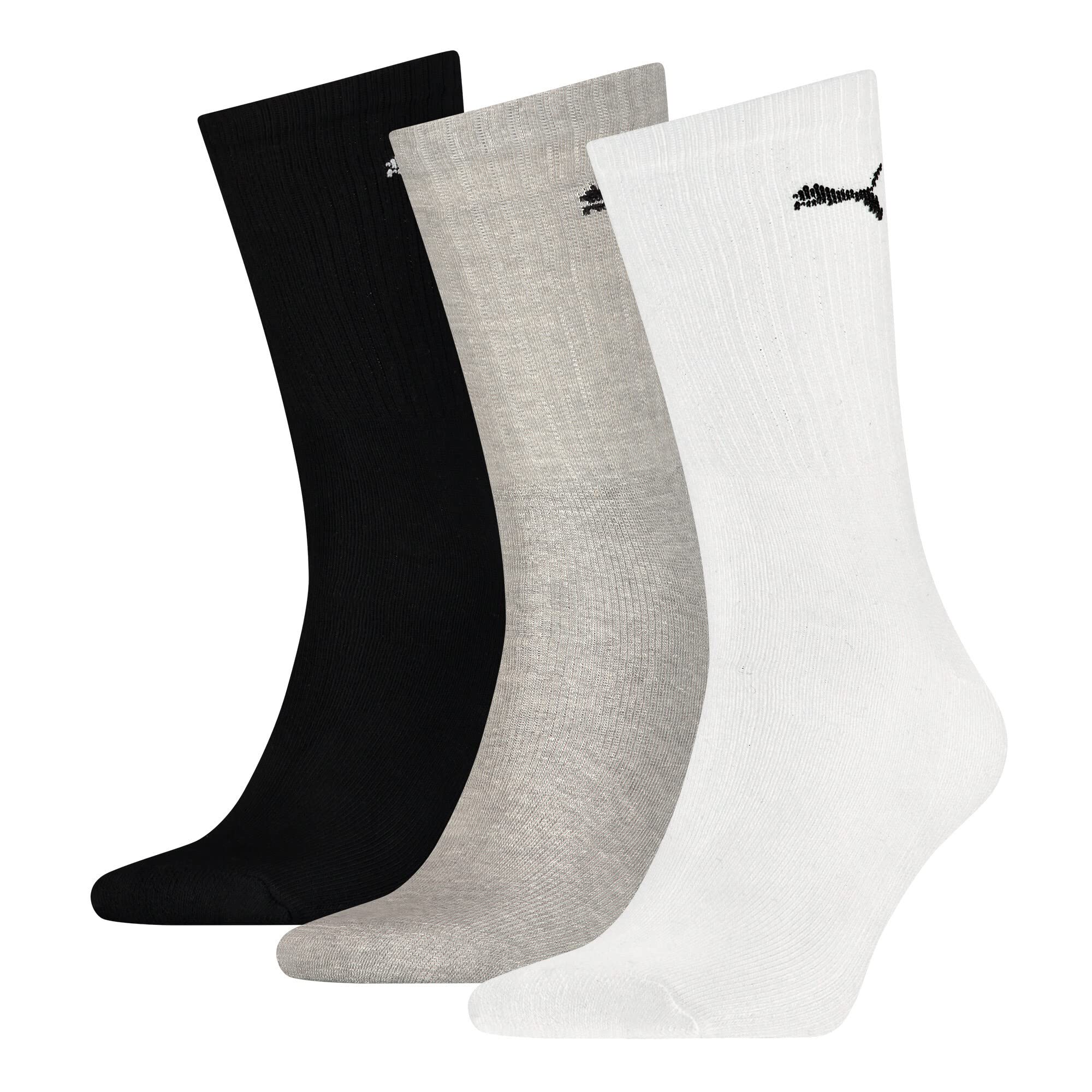 AVM Unisex Puma Sport 3p' Socks, Grey/White/Black-Grey/White/Black, 6-8 UK