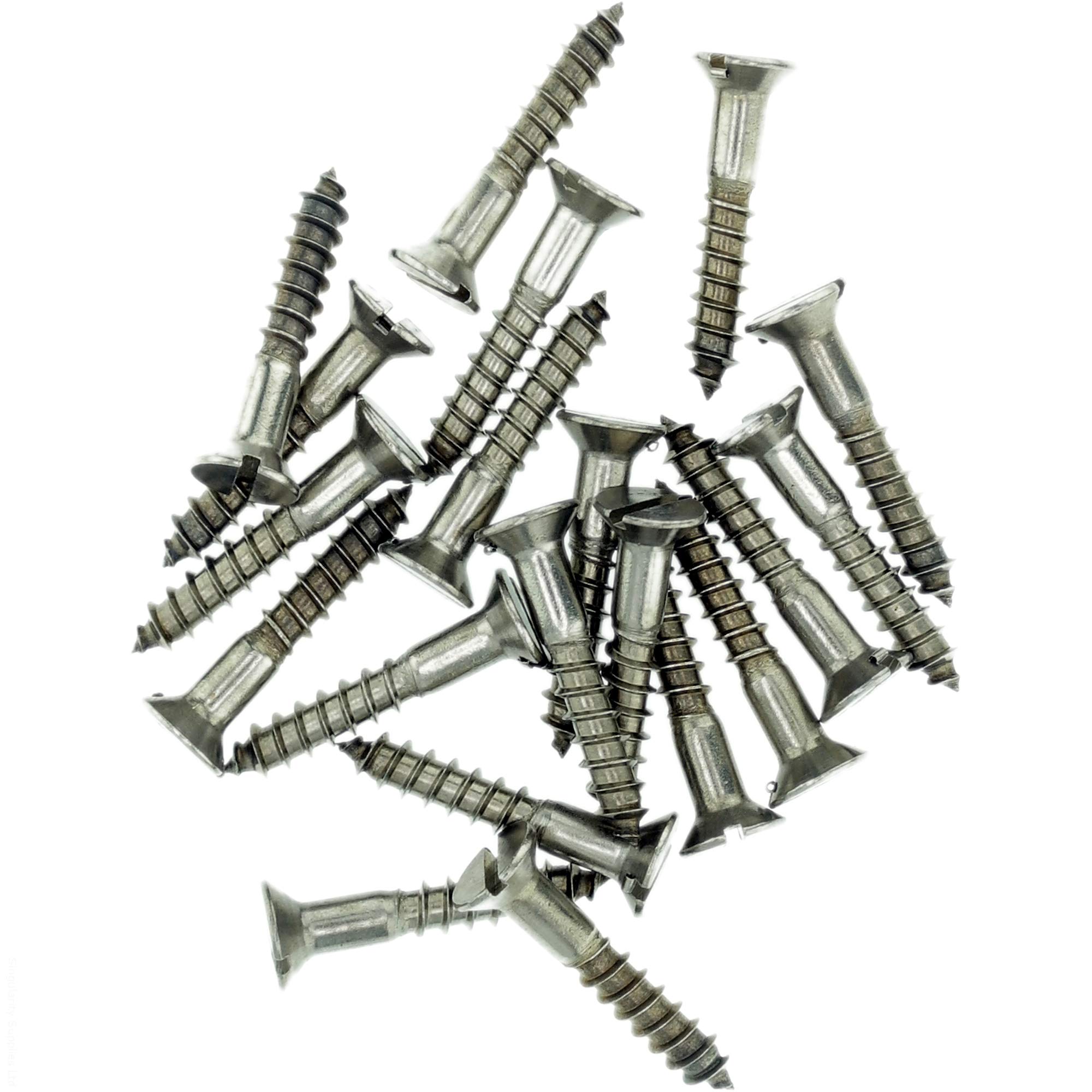 No.12 x 0.98 (5.5mm x 25mm) Slot Countersunk Wood Screw - Stainless Steel (A2) (Pack of 20)