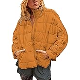 Watashi Women Quilted Puffer Jacket Lightweight Down Coat Long Sleeve Full Zipper Oversized Packable Short Puffer Jackets