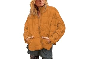 Watashi Women's Packable Puffer Jacket Long Sleeve Full Zip Lightweight Quilted Coat