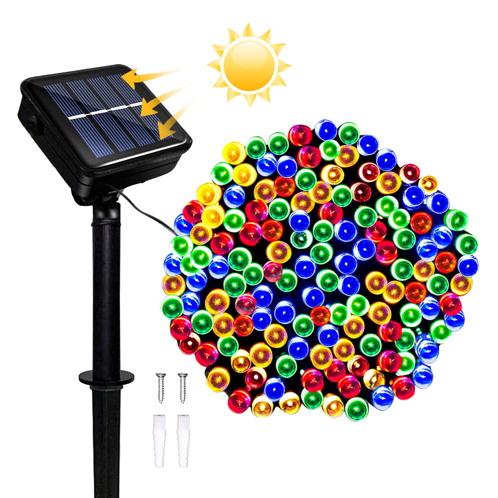 Micacorn Christmas Lights Solar String Light Garden Solar Fairy String Lights 39ft 8 Modes 100 LEDs Waterproof String Lights for Outdoor Wedding Party Christmas Decorations