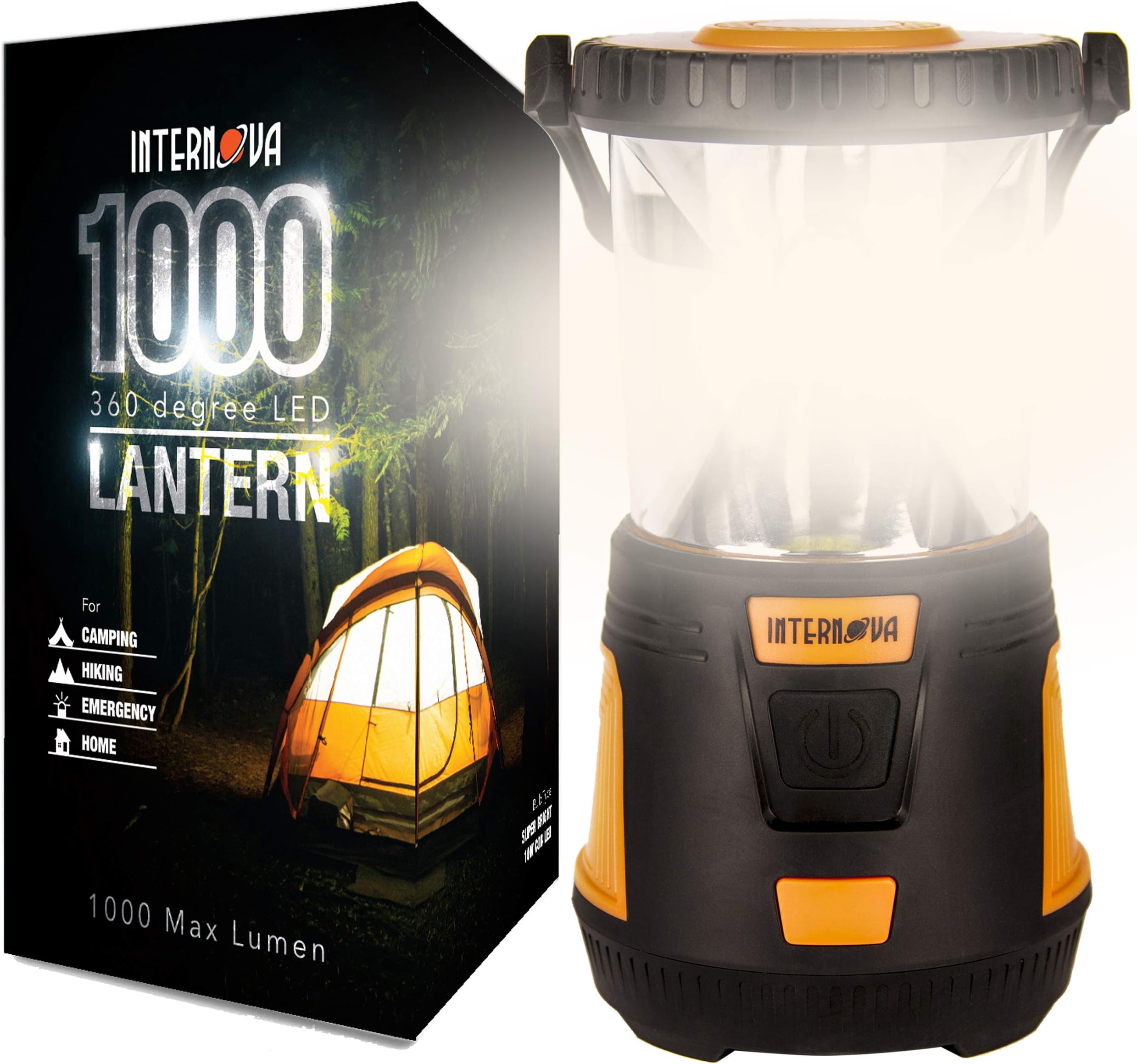 Internova 1000 LED Camping Lantern - Massive Brightness with Fully Adjustable 360 Arc Lighting - Emergency - Backpacking - Construction - Hiking - Auto - Home - College