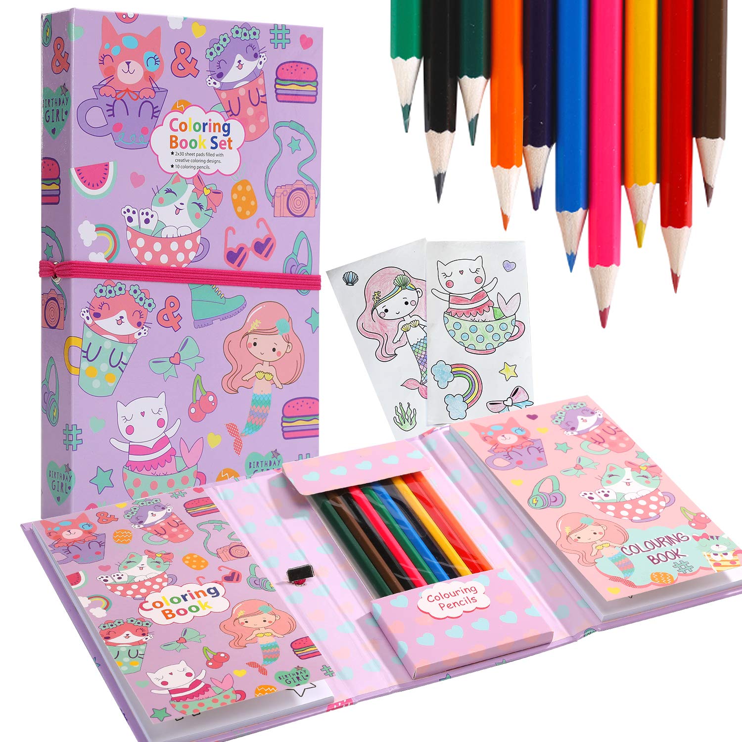 Buy Mermaid Coloring Pads Set for Girls, Mermaid Coloring Book with 60 ...