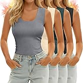 Sweetyweee 4 Pack Women's Thermal Tank Tops Sleeveless Underwear Base Layer Undershirt Camisole for Cold Weather