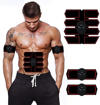 Amazon Co Jp ピンクのボディスリミングマッサージシェイパーems腹部の筋肉トレーナースマートabs刺激スカルプマッサージャーパッドフィットネスステッカー 黒 Sports