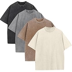 4 Pack Mens Oversized T Shirts Acid Wash T Shirt