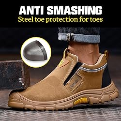 GLANOUDUN Steel Toe Shoes for Men Slip on Welding