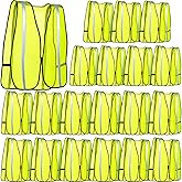Jecery 20 Packs High Visibility Vest Safety Reflective Hi Visibility Mesh Vest Lightweight Neon Universal Size for Men Work Outdoor (M)