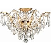 Crystorama Filmore 5 Light Hand Cut Crystal Antique Gold Flush Mount