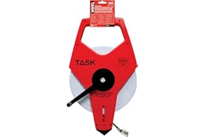 Task TS742 300-Feet Open Reel Fiberglass Tape Measure with 3X Gear Drive