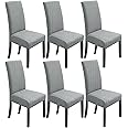 NORTHERN BROTHERS Chair Covers for Dining Room 6 Pack Slipcovers Dining Chair Covers Parsons Chair Slipcover Fit Stretch Chair Covers for Dining Room, Light Grey