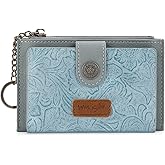 Montana West X Wrangler Small Women'S Wallet Western Keychain Card Holder for Women Slim Minimalist Wallet with Rfid Lining and Smooth Metal Zipper