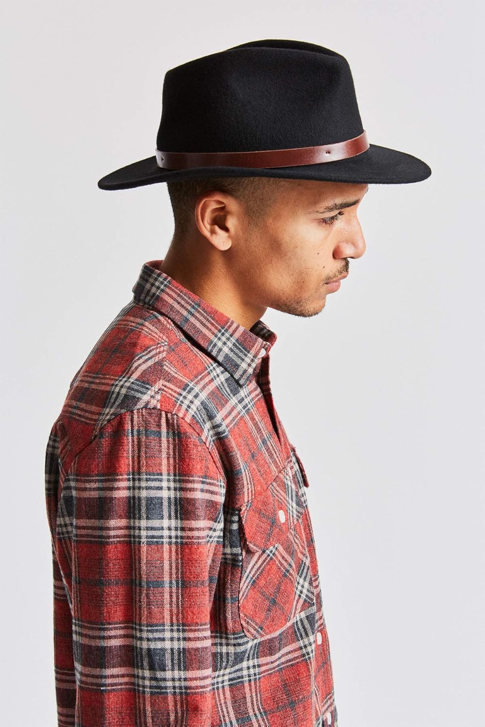 Brixton Men's Messer Medium Brim Felt Fedora Hat: Clothing