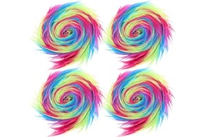 DIYEAH 4pcs Rainbow Faux Fur Fabric Strips Precut for DIY Crafts Lightweight Shaggy Trim Patches for Mask